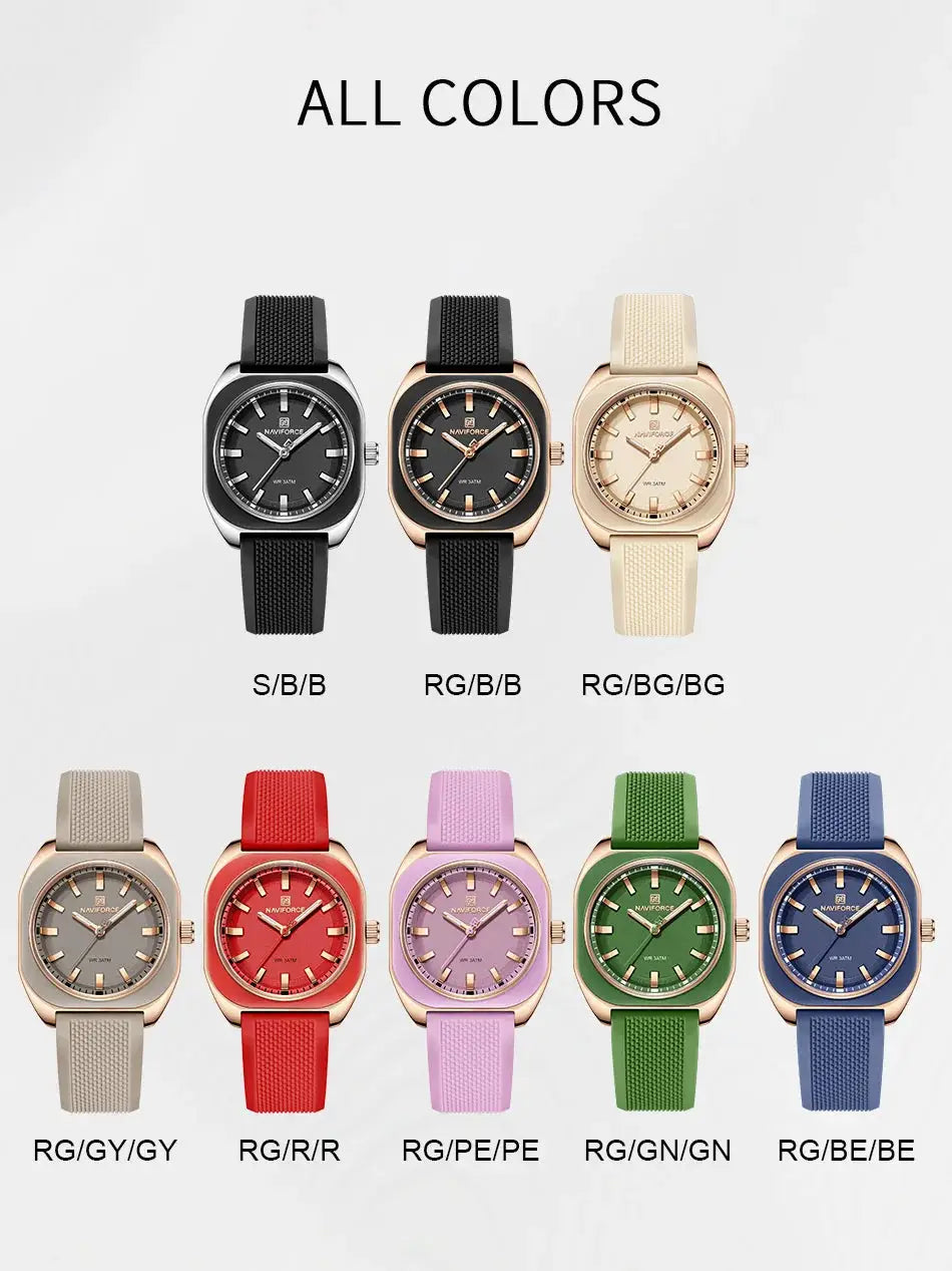 Naviforce women's polygon quartz silicone wristwatches in eight color options