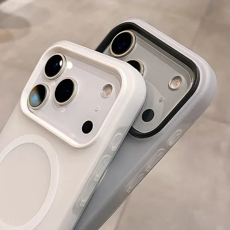 2-pack white and gray 2-in-1 magnetic shockproof iPhone cases with liquid silicone MagSafe bumper