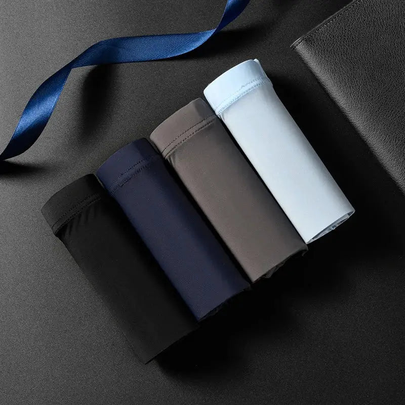 Men's Summer Ice Silk Ultra Thin Breathable Seamless Boxers Briefs Underwear All Day Comfort