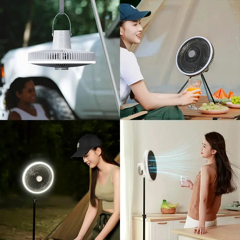 KINSCOTER 10000mAh outdoor camping fan by Simples Market; 11-inch LED ceiling and portable stand fan (4 configurations)