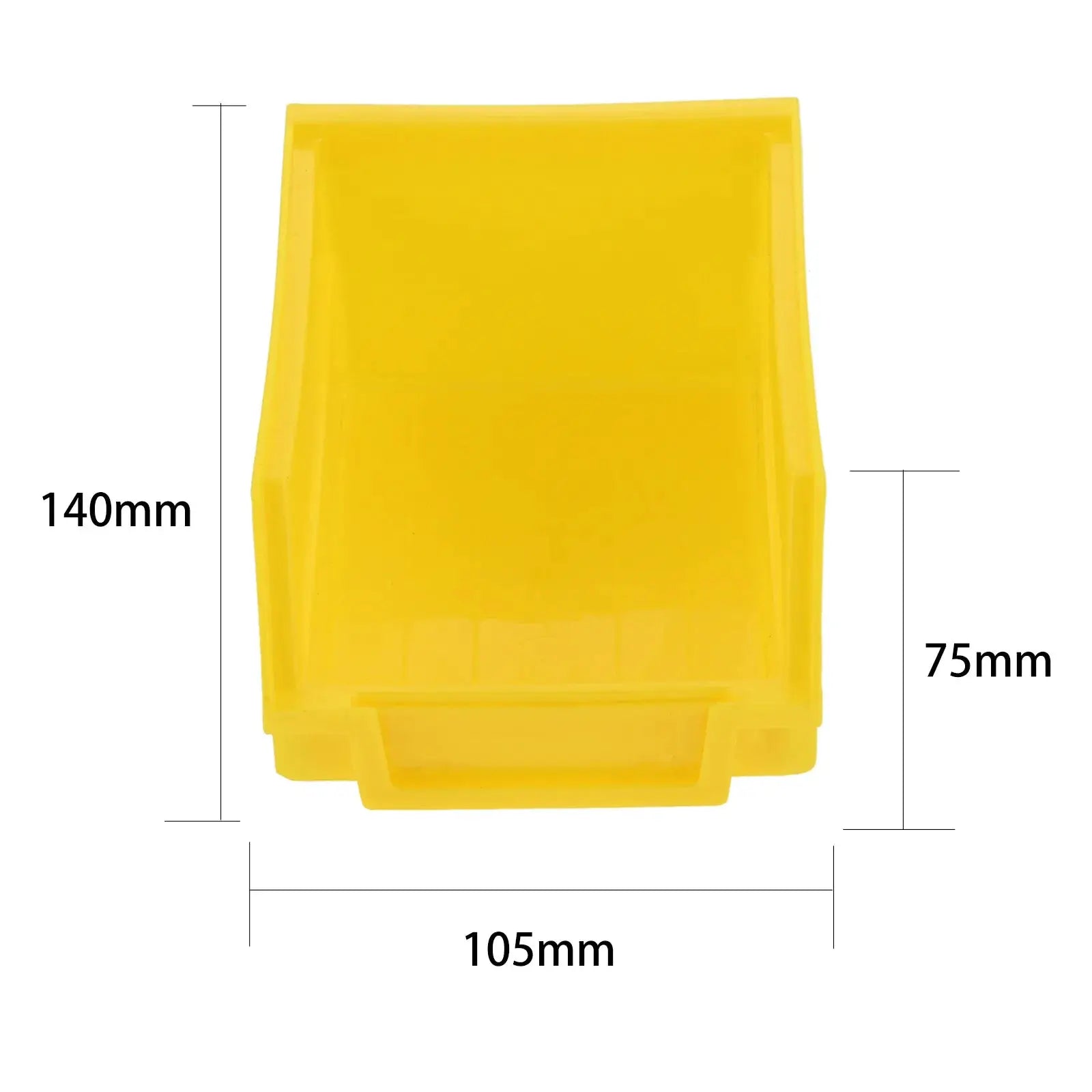Simples Market ABS stackable storage bin, yellow plastic organizer for garage pegboard, 140x105x75mm.