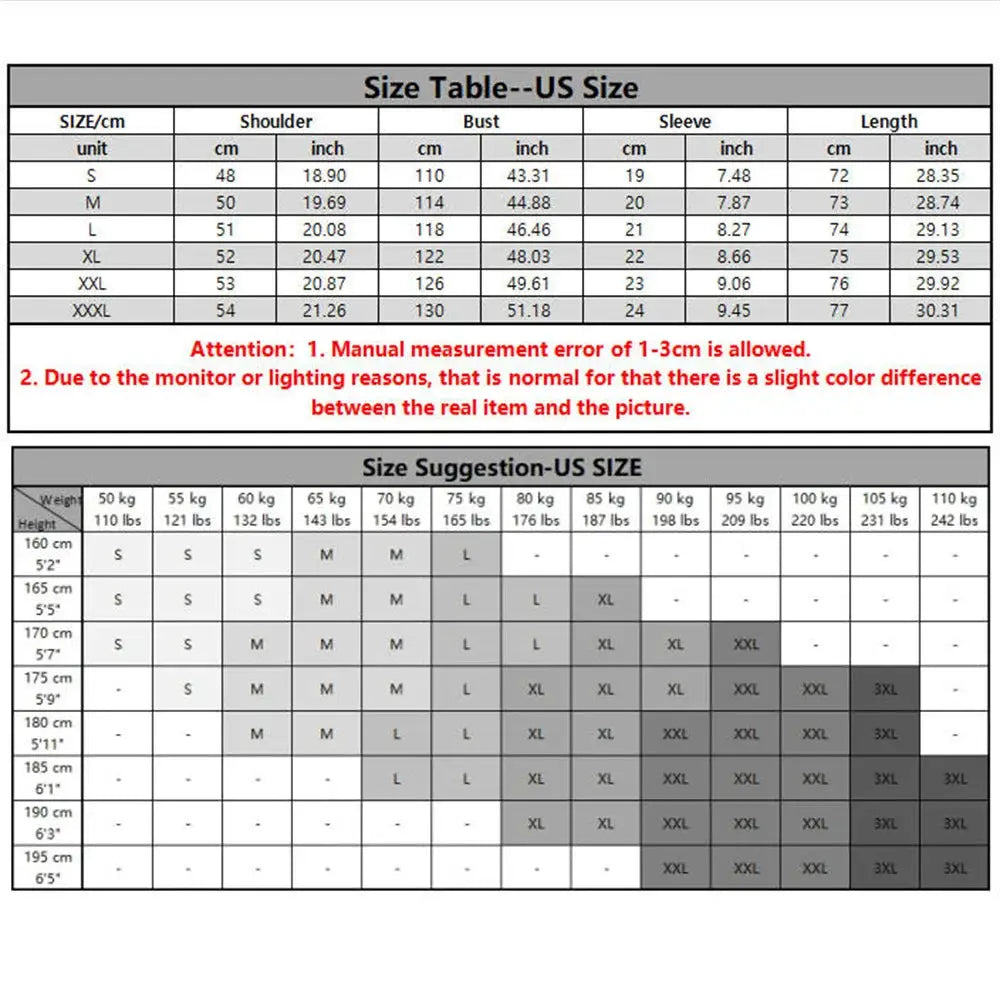 Men's cotton-linen short-sleeve shirt size chart with shoulder, bust, sleeve and length measurements