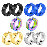Simples Market 10-piece stainless steel ear clip earrings set in black, blue, rainbow, gold and silver