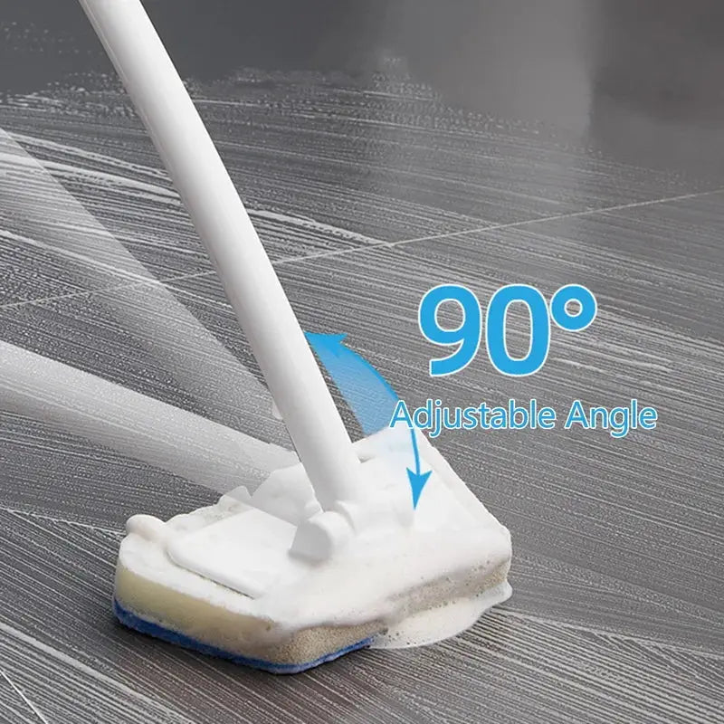Simples Market bathroom sponge cleaning brush with long handle and 90° adjustable head