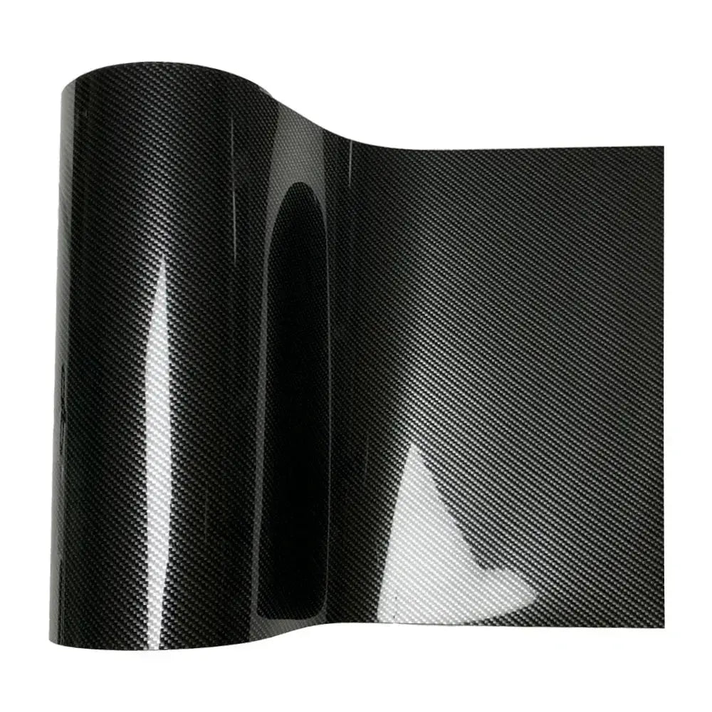 Carbon fiber vinyl wrap roll in glossy black for cars and motorcycles