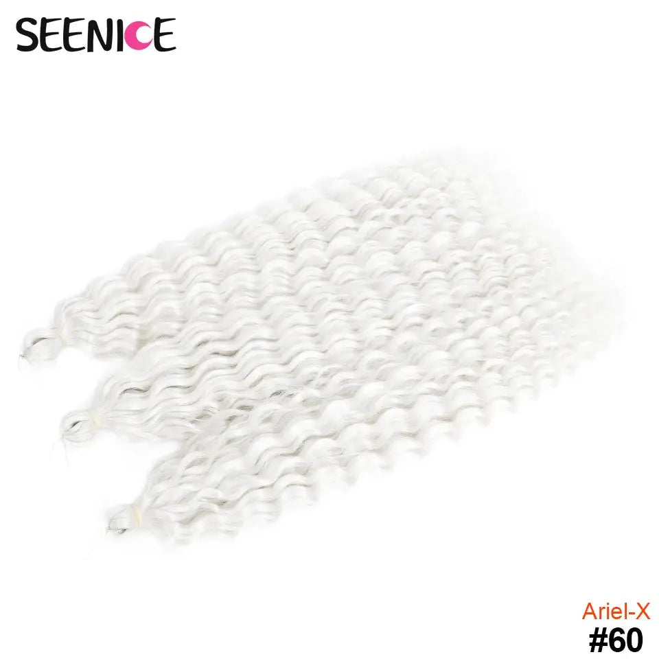 Ariel-X water-wave crochet hair extensions, SEENICE brand, ombre blonde #60, 4 bundles