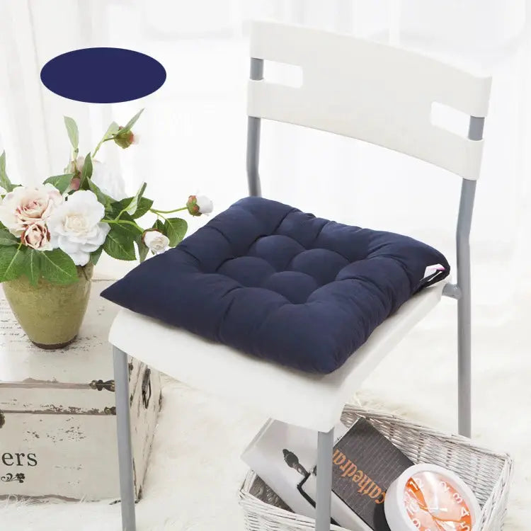 Simples Market LMETJMA navy blue tufted chair pad with ties for dining chairs