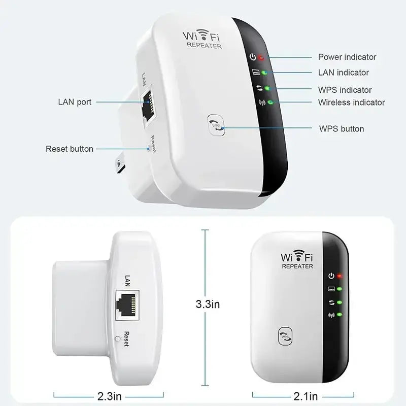 WiFi Repeater Wireless Signal Amplifier Extended Network Enhancer EU US Home Router 300 Mbps Throughput