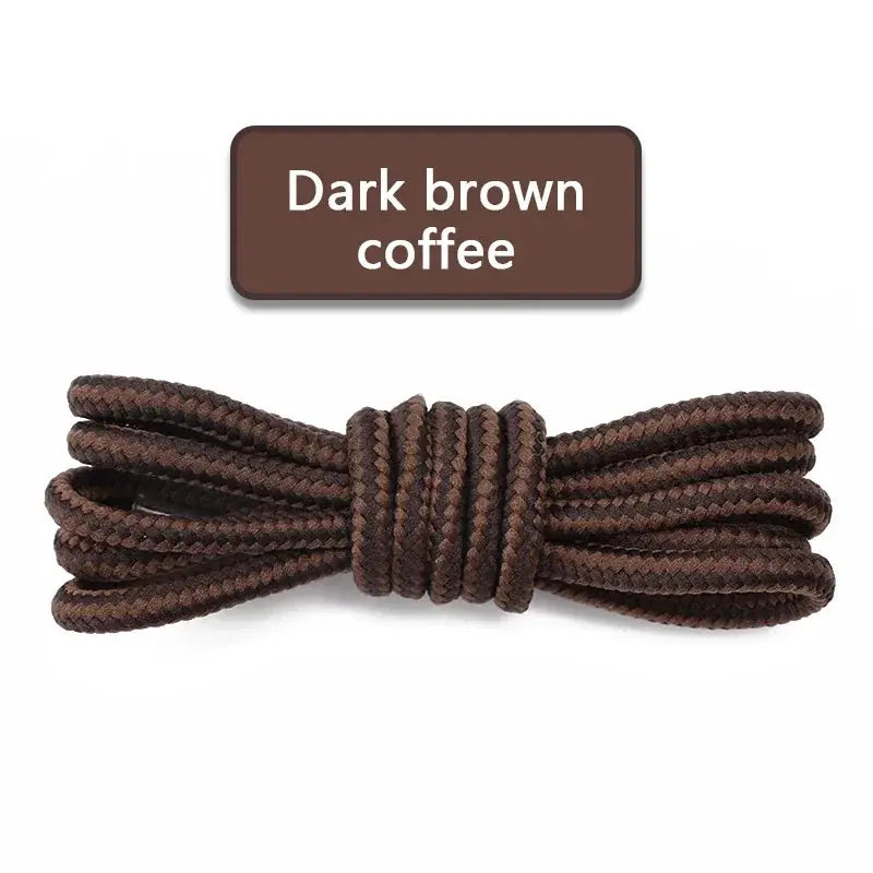 Round cotton shoelaces, dark brown coffee color, pair, available in 70–150 cm