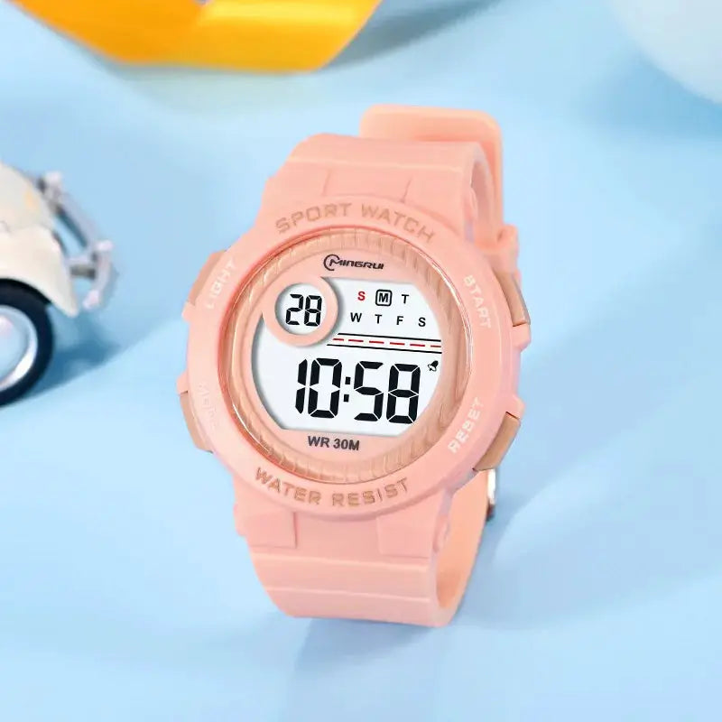 OHSEN Kids Sport Watch Pink 30M Waterproof Digital Wristwatch With Stopwatch And Durable Silicone Band