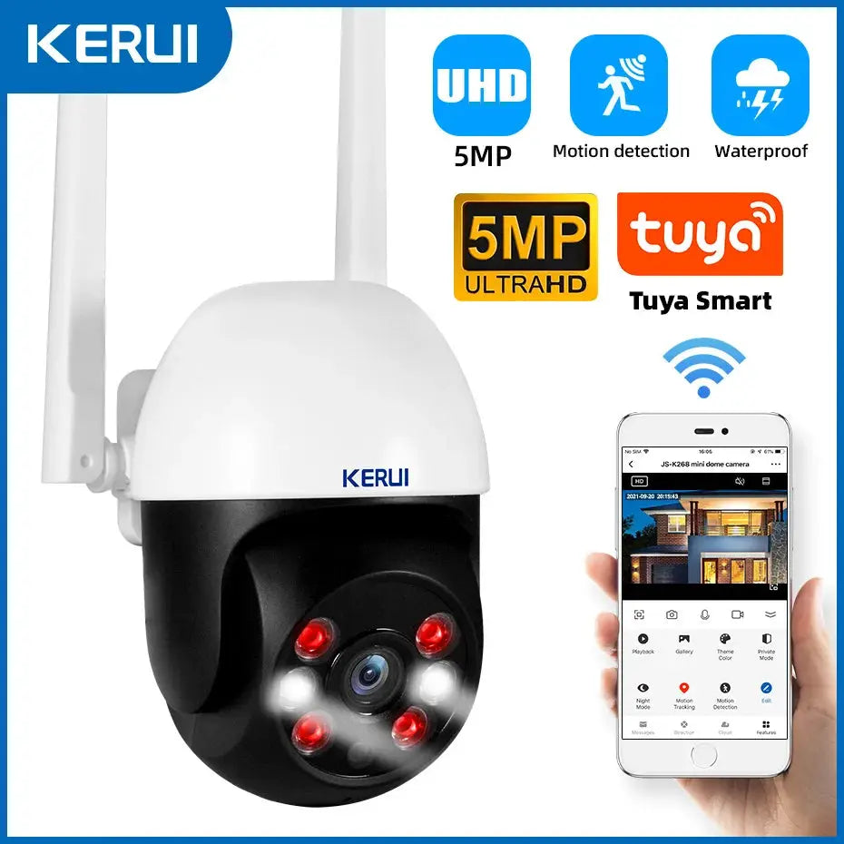 KERUI 5MP security camera for 4G/WiFi GSM home alarm with 7-inch IPS touchscreen panel