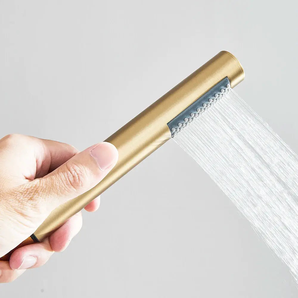 Brushed gold handheld shower head with plastic head, single-function faucet accessory