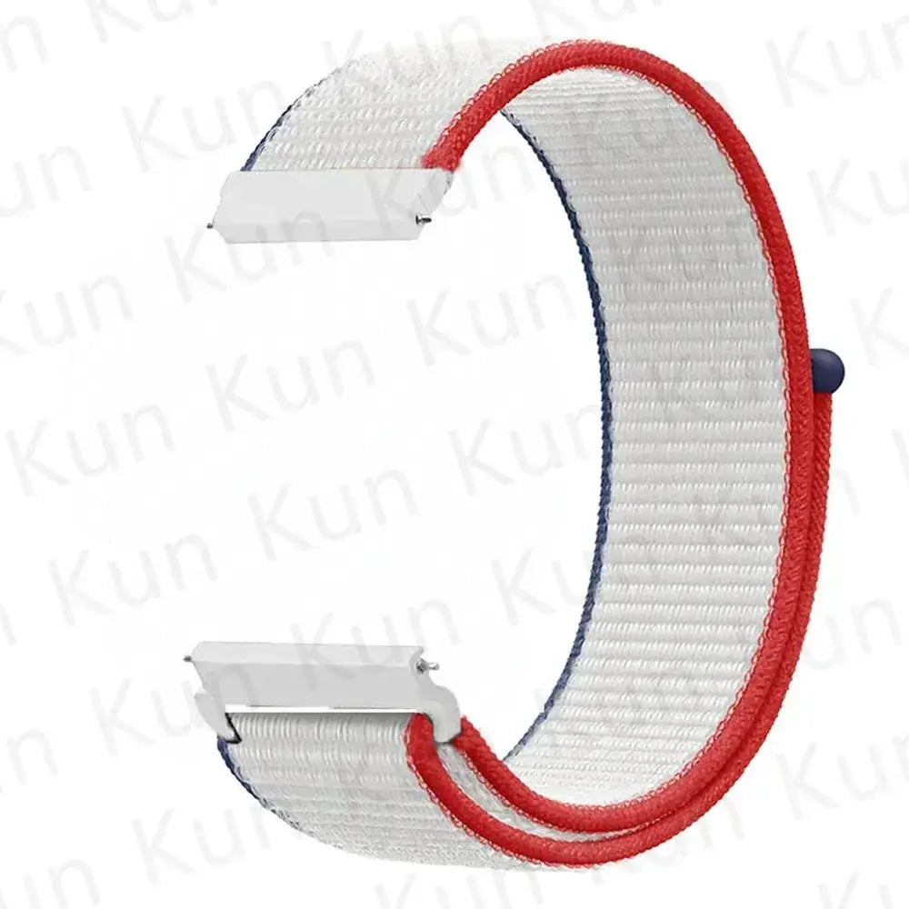 Simples Market nylon loop watch strap for Redmi Watch 5 Active/Lite and Xiaomi Watch S4, white strap with red edge