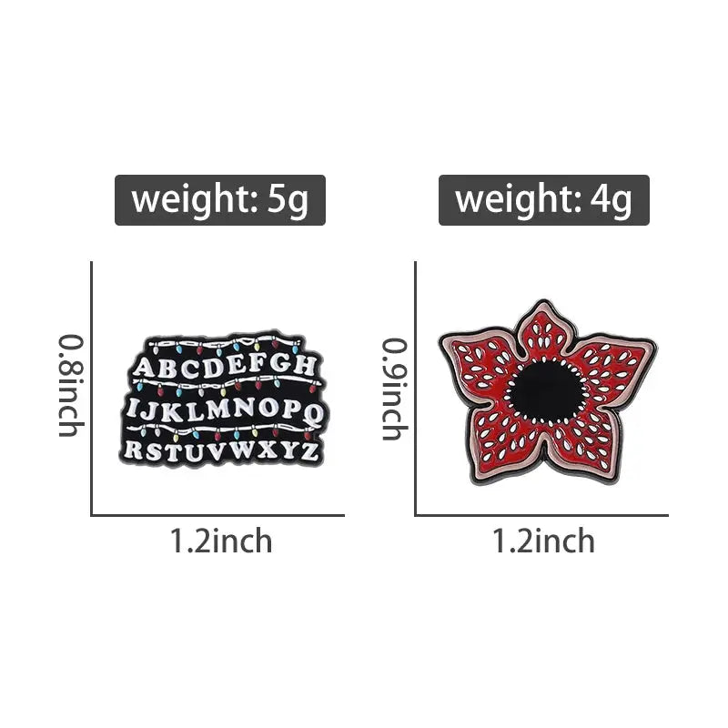 Sci Fi Horror Enamel Pins Cannibal Flowers and 26 English Letter Brooches for Backpacks Lapels and Gifts
