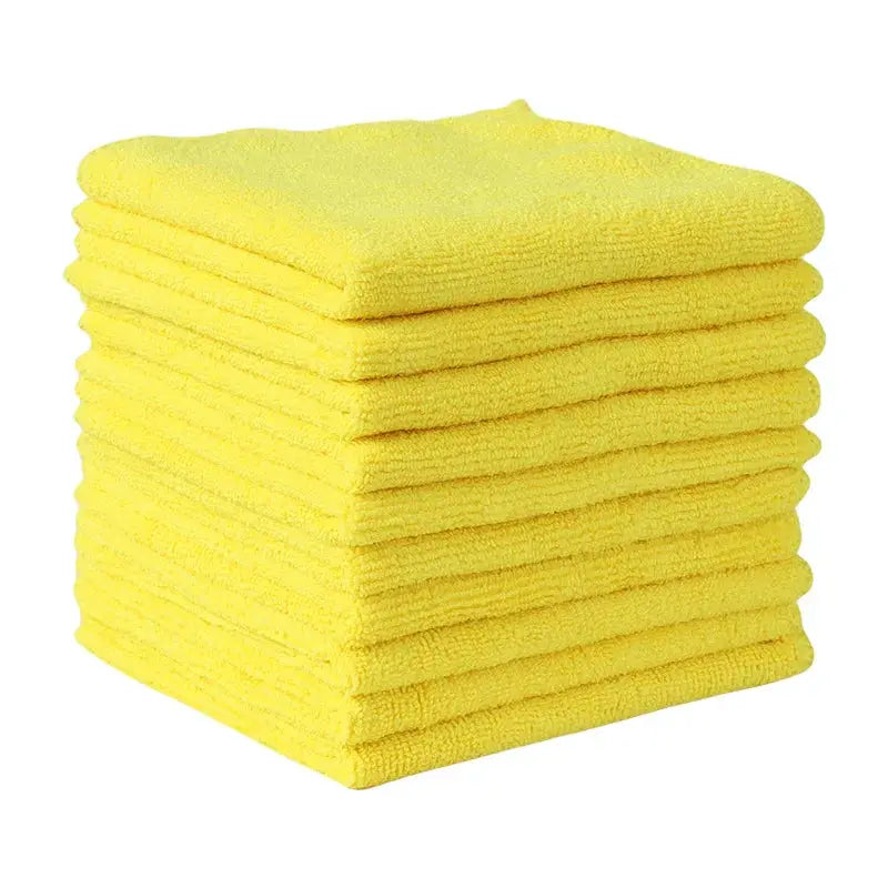 Thick microfiber car cleaning towels, double-layer, yellow, quick-drying wiping cloths