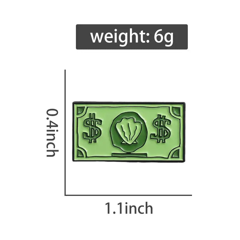 Funny Comedy Anime Dollar Money Credit Card Enamel Pins Metal Lapel Badges Decorative Jewelry