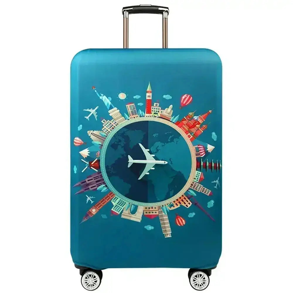 VoyagePro Luggage Cover For 18 To 32 Inch Suitcases Washable Stretch Fabric Protector With Bright Geometric Pattern