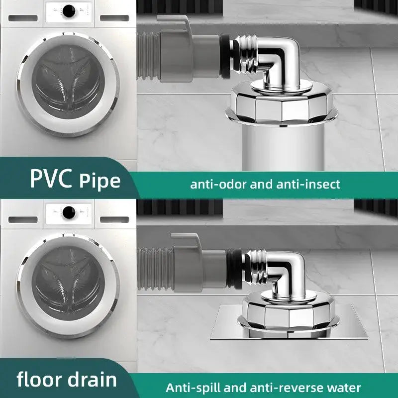 Washing machine floor drain joint pair, Simples Market, chrome double-purpose pipe connector