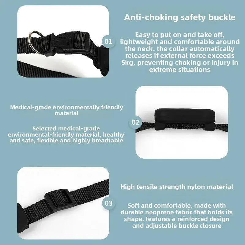 Simples Market remote pet GPS tracker collar with black nylon strap and anti-choking safety buckle