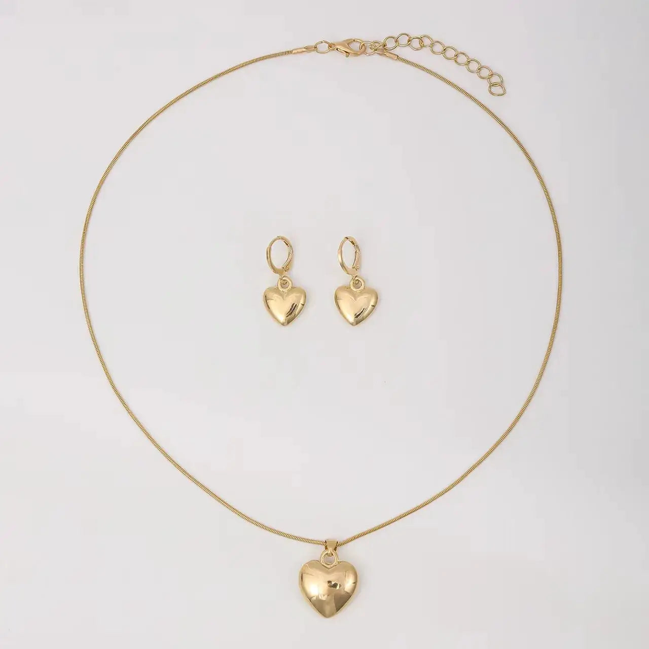 Two Piece Heart Shaped Necklace And Earrings Set For Women Zinc Alloy Fashion Jewelry Daily Wear And Party Accessory