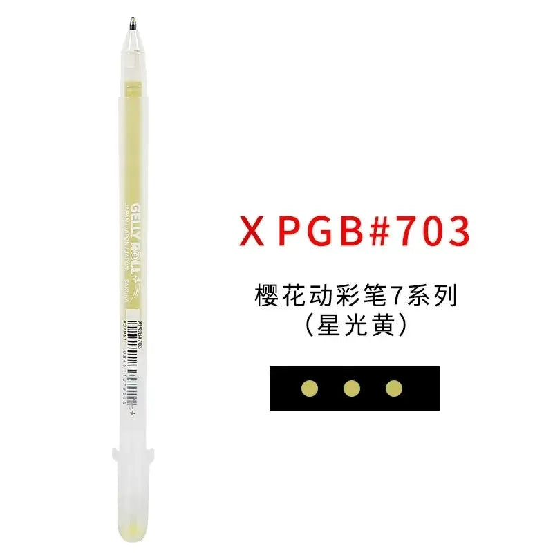 Sakura Gelly Roll gel pen with white ink; transparent pale-yellow barrel, ideal for journaling and art projects