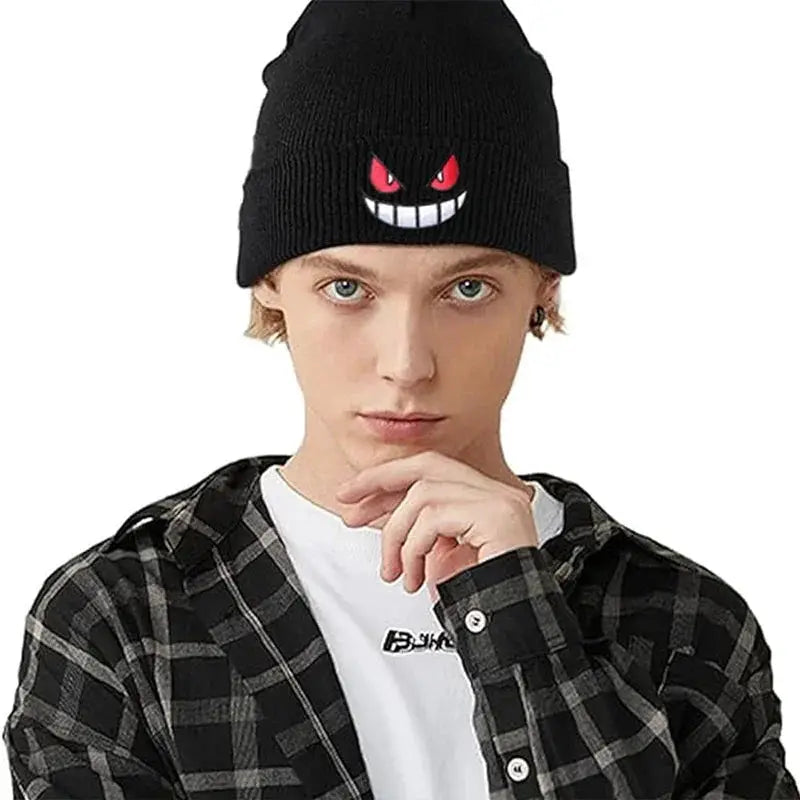 Anime Cap Unisex Embroidered Knitted Hat For Adults And Kids Cartoon Pattern Cosplay Prop Halloween Christmas Gift