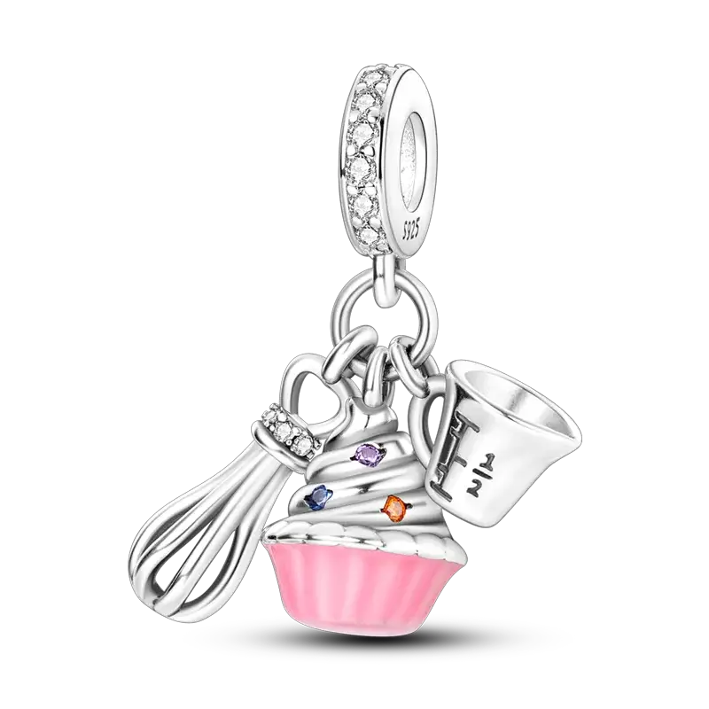 925 Sterling Silver Charms Bead Pink Butterfly Luminous Firefly Dangle Fit Bangle Bracelet Necklace DIY Jewelry