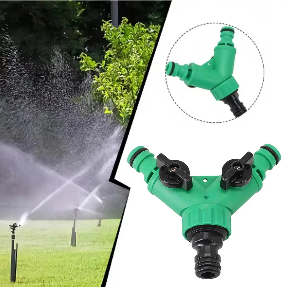 Y Shape Garden Hose Splitter Valve Three Way Connector With Switch For Independent Outlet Watering And Planting
