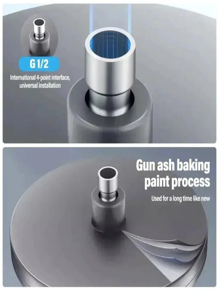 Simples Market 230mm showerhead with chrome finish, 6 modes, high-pressure rainfall, G1/2 inlet