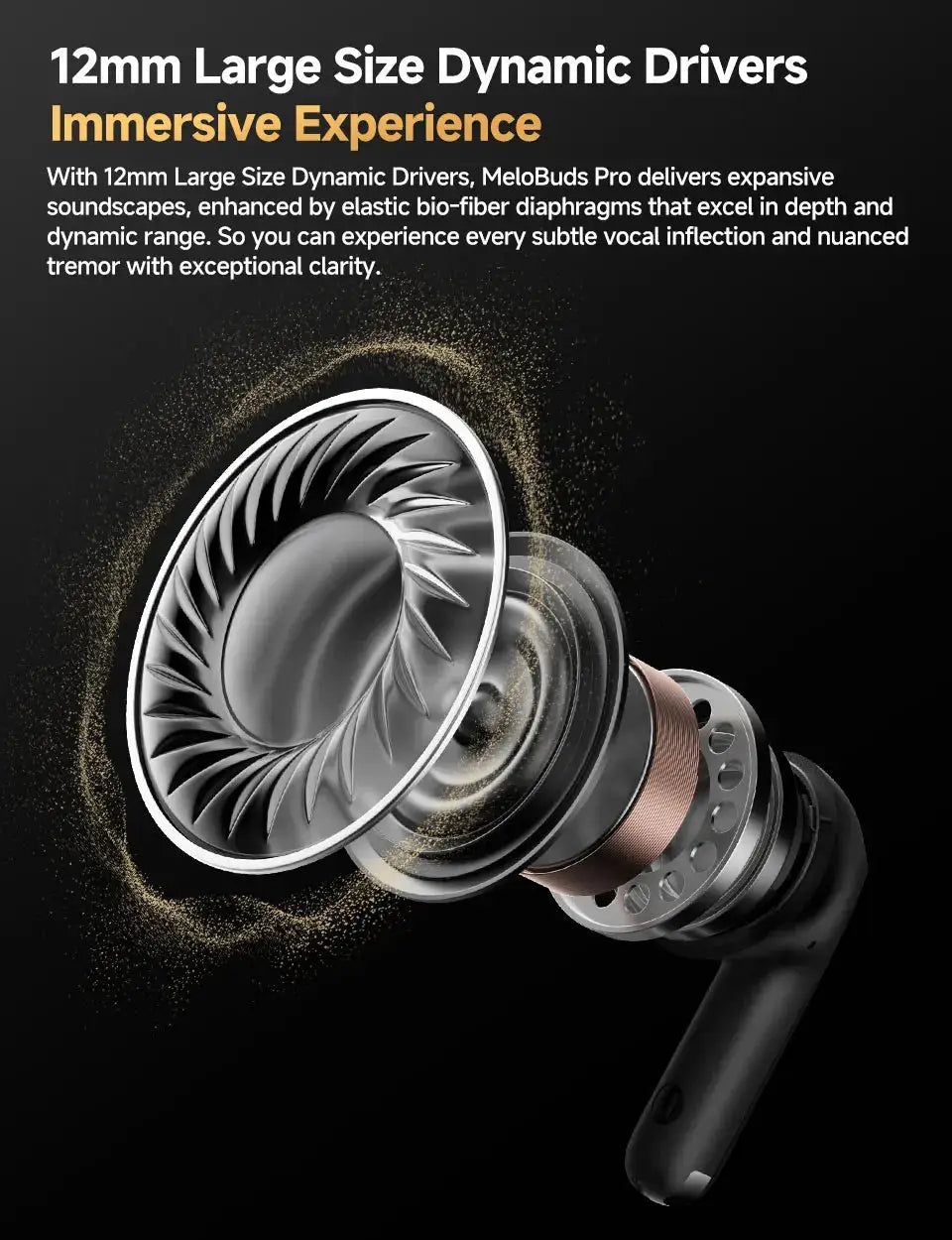 QCY MeloBuds Pro wireless earphones in black with 46dB ANC, Hi-Res LDAC, Bluetooth 5.3, 6-mic multipoint