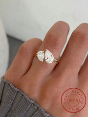 925 Sterling Silver Water Drop Interwoven Ring With Clear Pearl CZ For Women Gift Wedding Fine Jewelry