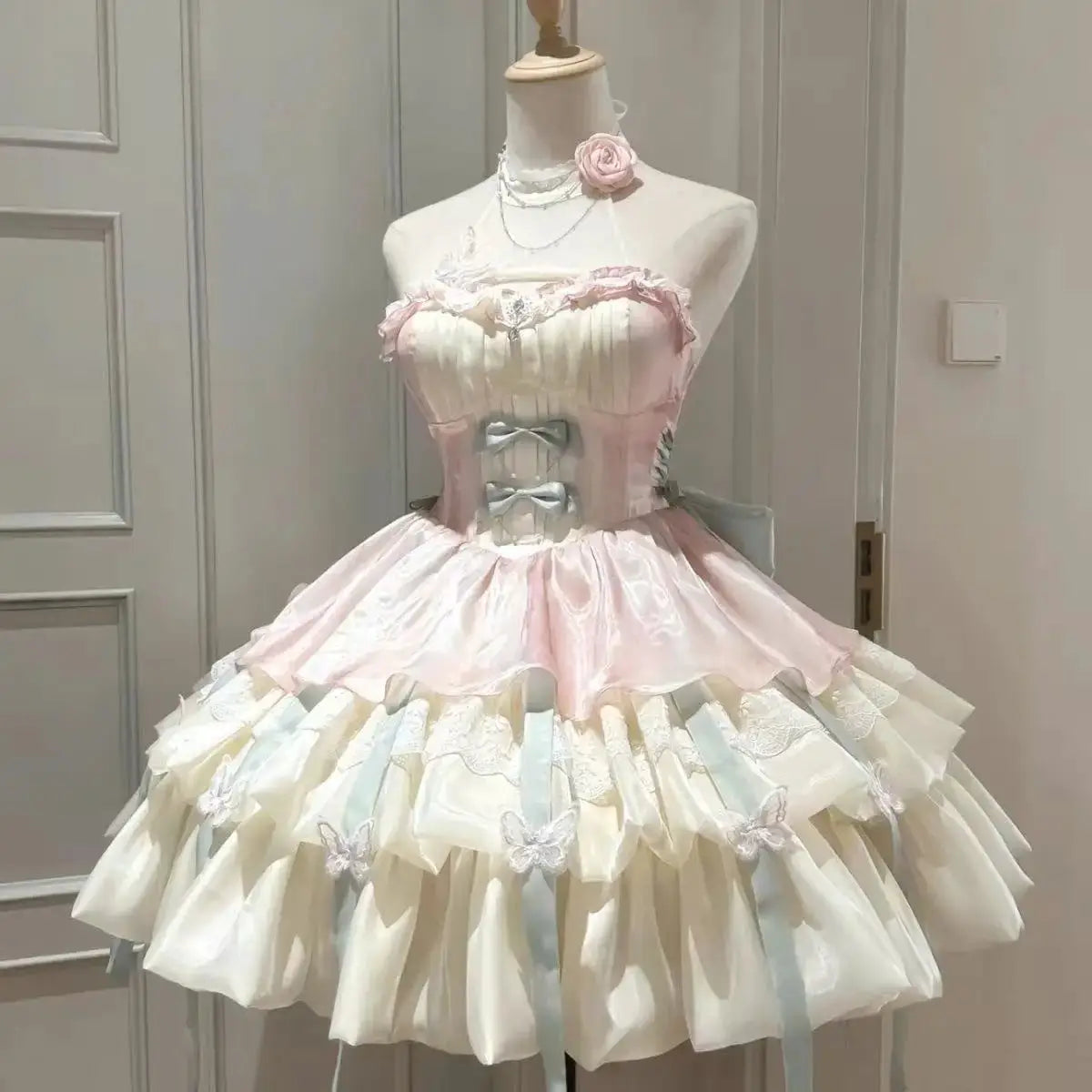 Gothic Y2K Sling Party Dress For Women Harajuku Retro Tulle Ruffles