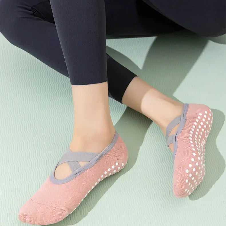 Three Pairs Professional Women Yoga Socks Silicone Anti Slip Backless Breathable Bandage For Yoga Pilates Ballet Sport