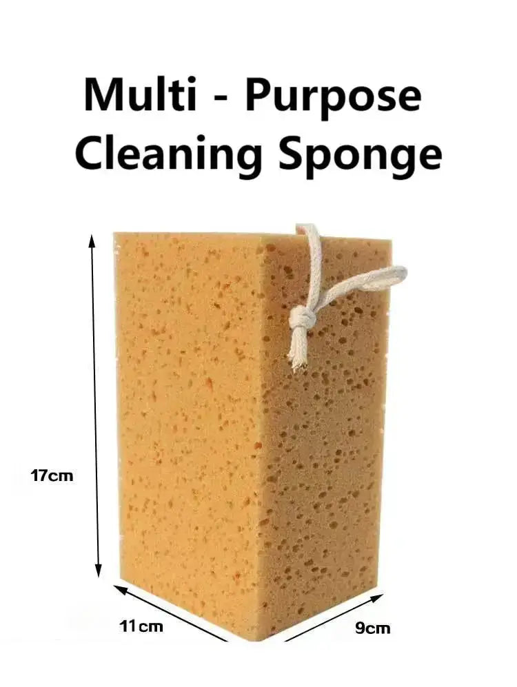 Car wash sponge block by Simples Market, large honeycomb sponge with rope, orange, 17x11x9 cm
