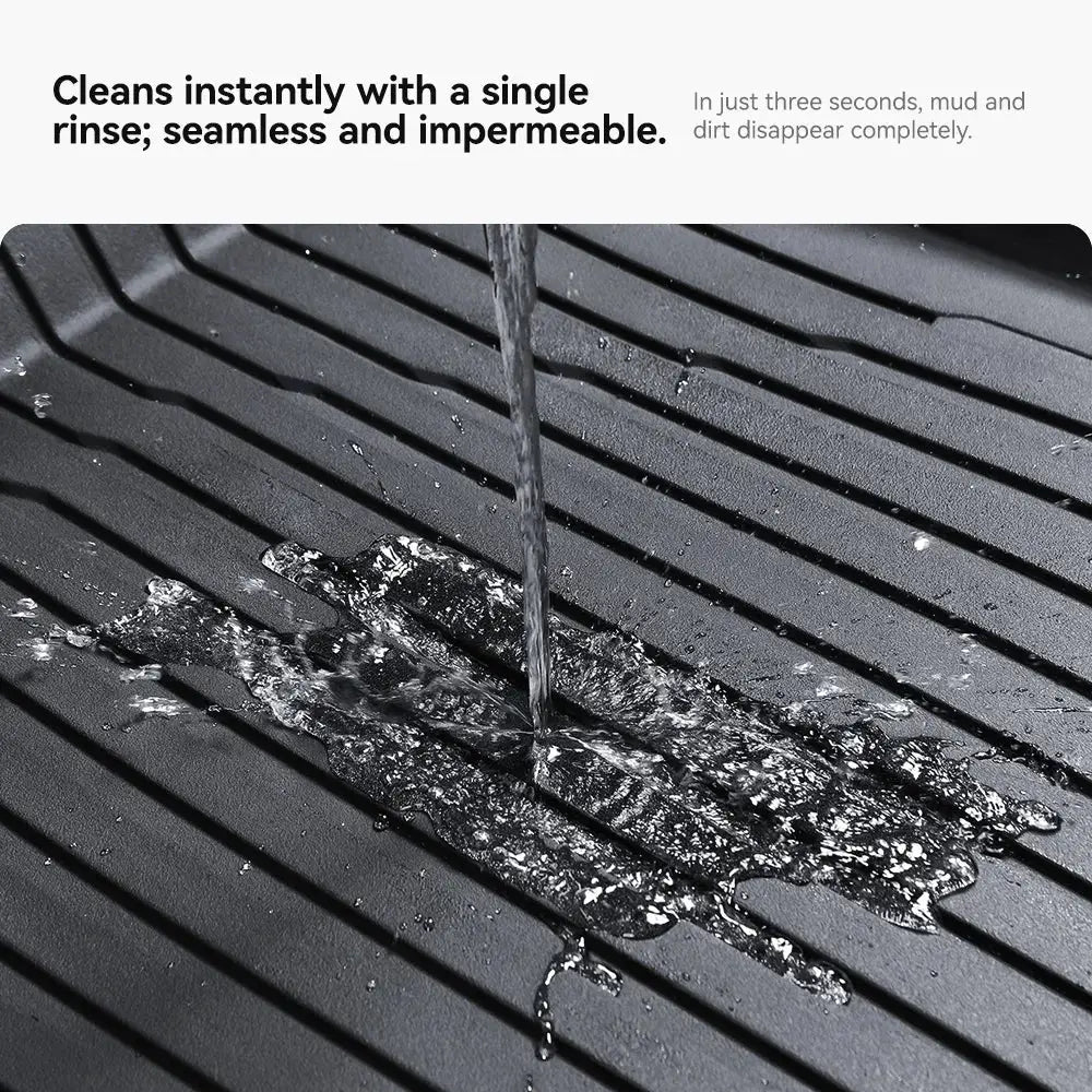 YZ For Tesla Model Y Juniper 360° full-cover floor mat; black TPE waterproof, anti-slip liner for all-weather protection