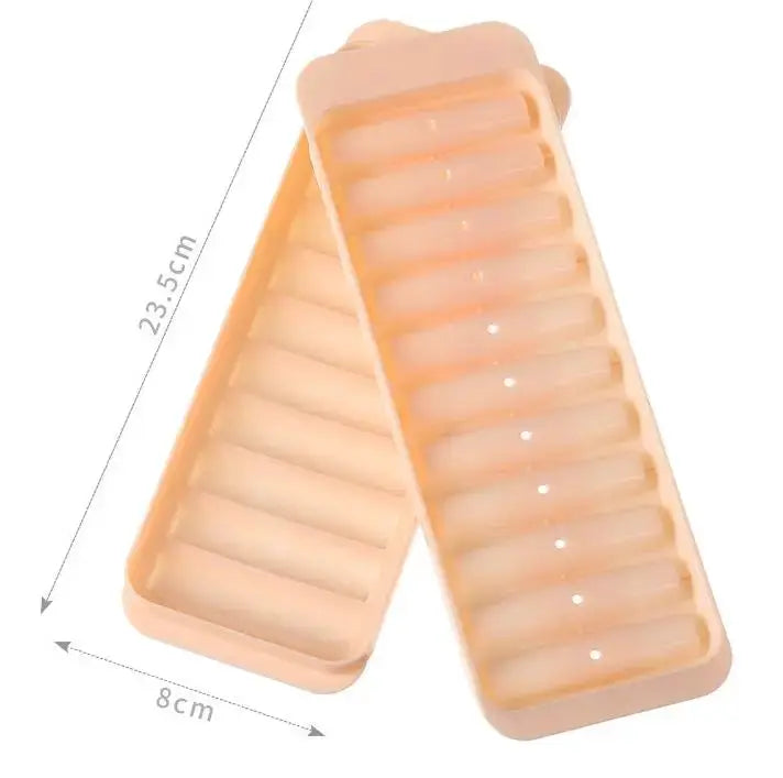 Long-bar peach silicone ice cube mold, 2-piece set for cylindrical ice, 23.5 cm long x 8 cm wide, Simples Market.