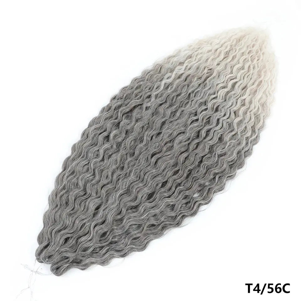 Ariel Curls synthetic water-wave crochet hair extensions in grey-silver ombre (T4/56C) by Simples Market