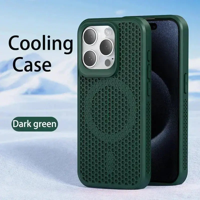 AeroShield Cooling Heat Dissipation Phone Case for iPhone 11 Pro Max to 17 Pro MagSafe Compatible Breathable Hard Back