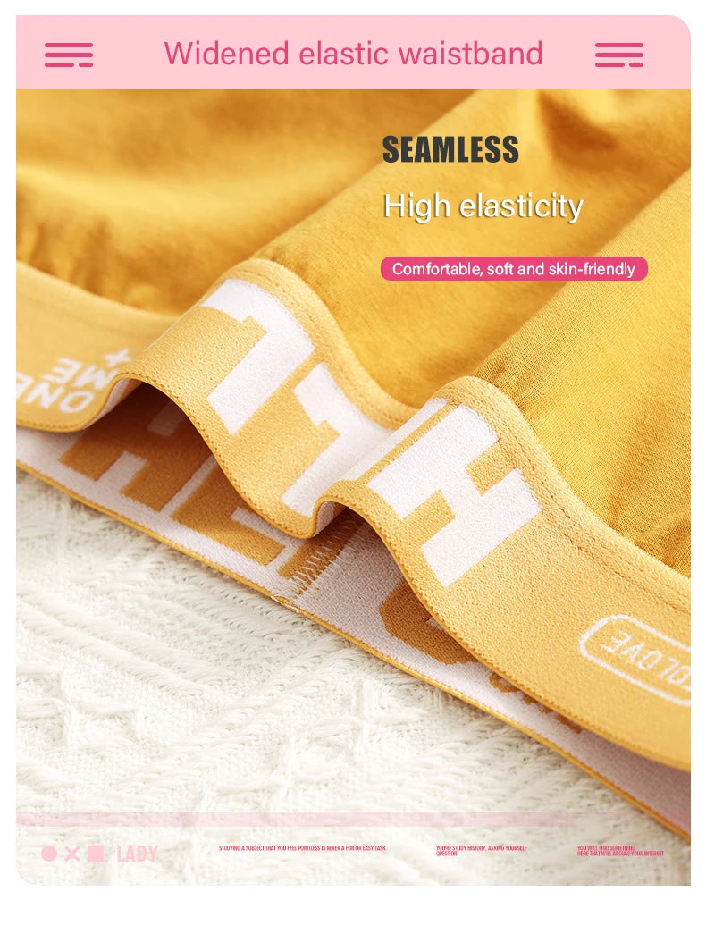 3pc set women's cotton boyshorts in yellow by Simples Market; breathable, comfortable underwear for women.