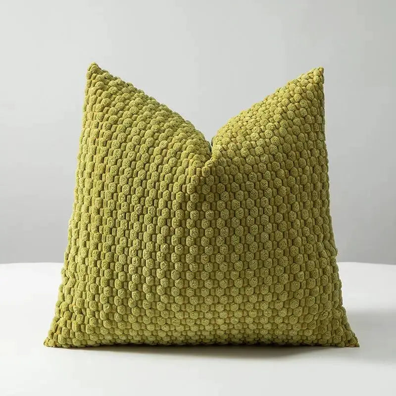 Cushion cover by Simples Market in green velvet, double-sided textured design