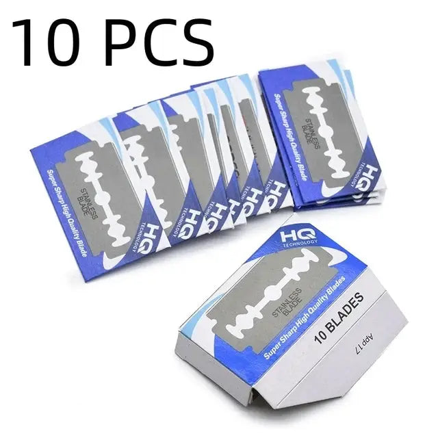 IronCrest Men Folding Razor Kit Stainless Steel Shaving Knife With 10 Replacement Blades For A Precise Close Shave