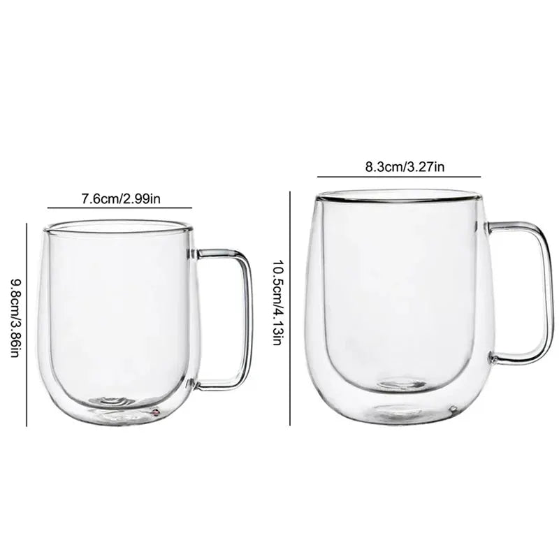 150-350ml Double Wall Borosilicate Glass Mug With Handle Coffee Cup