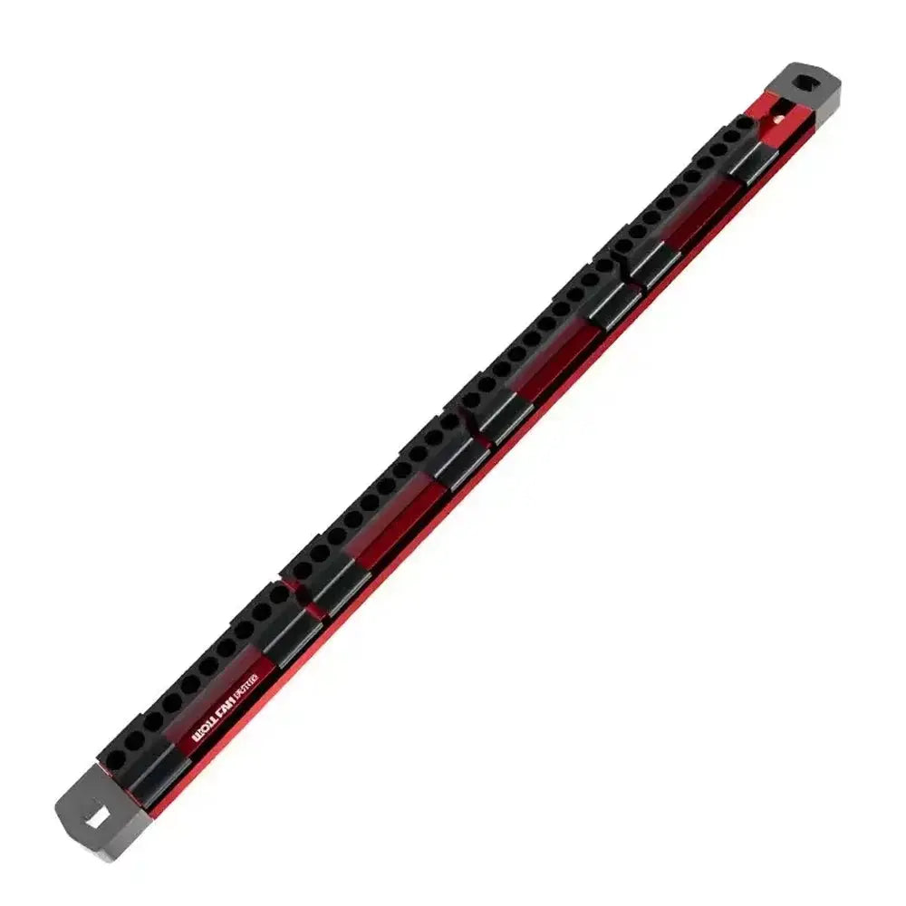 Simples Market magnetic screwdriver bit holder organizer, red and black 40-slot rail for bits, DIY/workshop storage