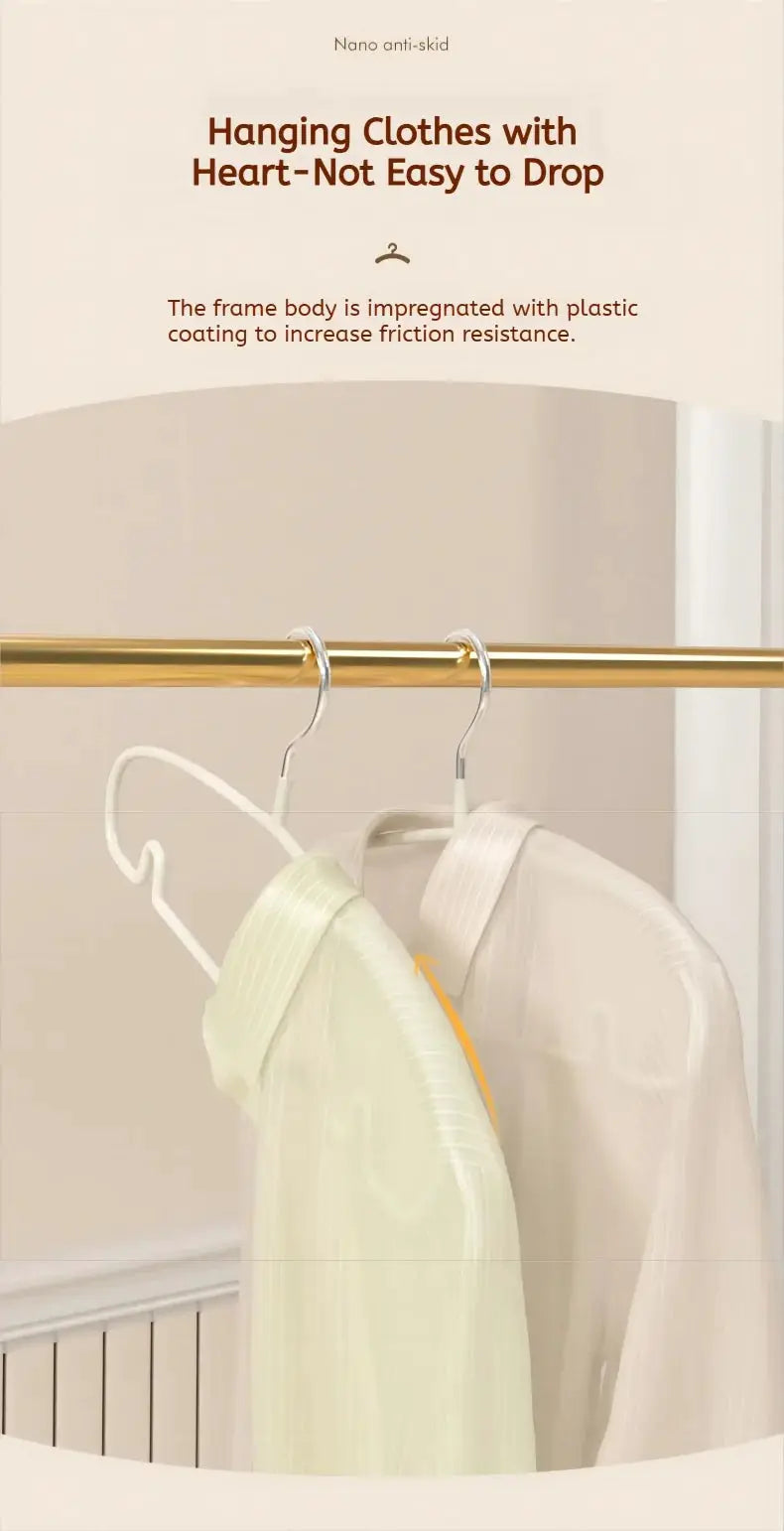 Simples Market 10pcs non-slip clothes hangers on a gold rod, white plastic with metal hooks for dorm closet storage