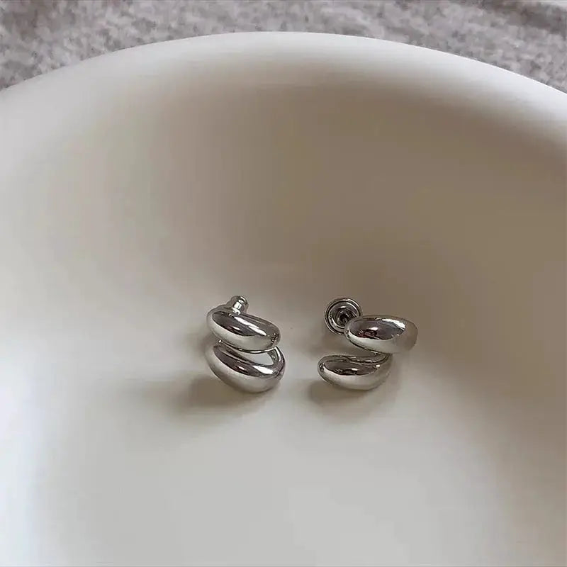 Trending Minimalist Circular Metal Stud Earrings For Women Simple Fashion Jewelry Party Wear Gift