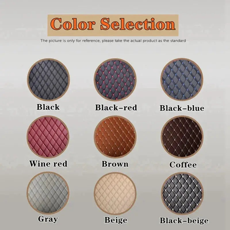 Car floor mats 5Pcs, PU leather waterproof; Simples Market color options shown in 9 swatches.