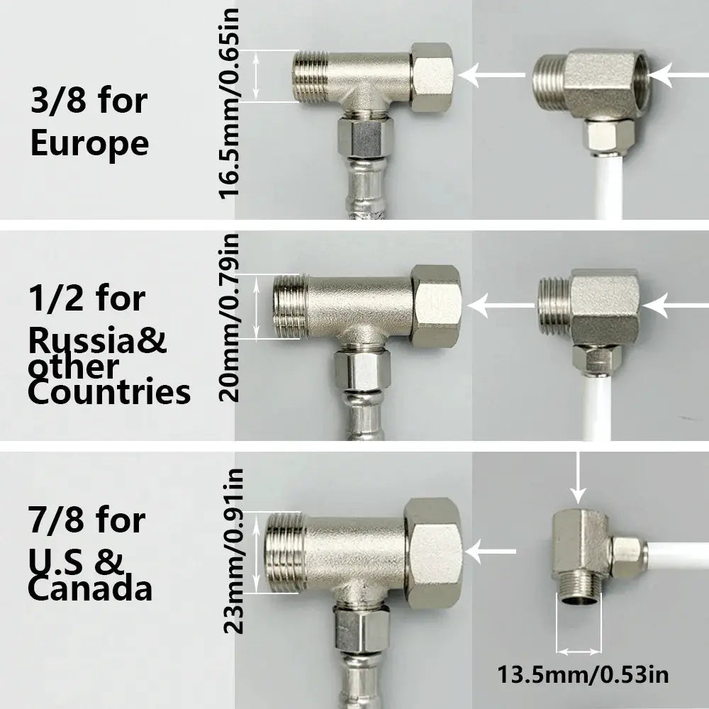 Simples Market small bidet toilet seat attachment with dual nozzles, metal body, non-electric; includes three adapter sizes