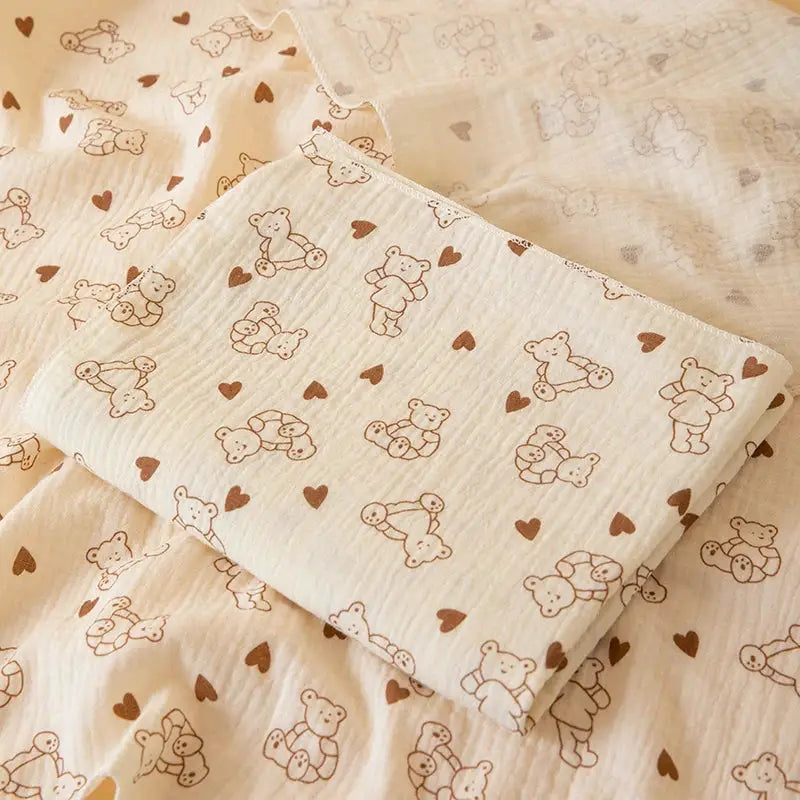 1 Piece Double Layered Baby Swaddle Blanket Soft Breathable With Cute Patterns For All Seasons