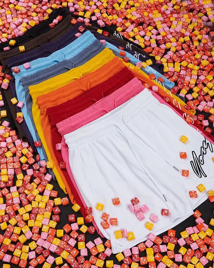 Trend men's mesh quick-dry beach shorts in a 12-color set, loose-fit jogger style