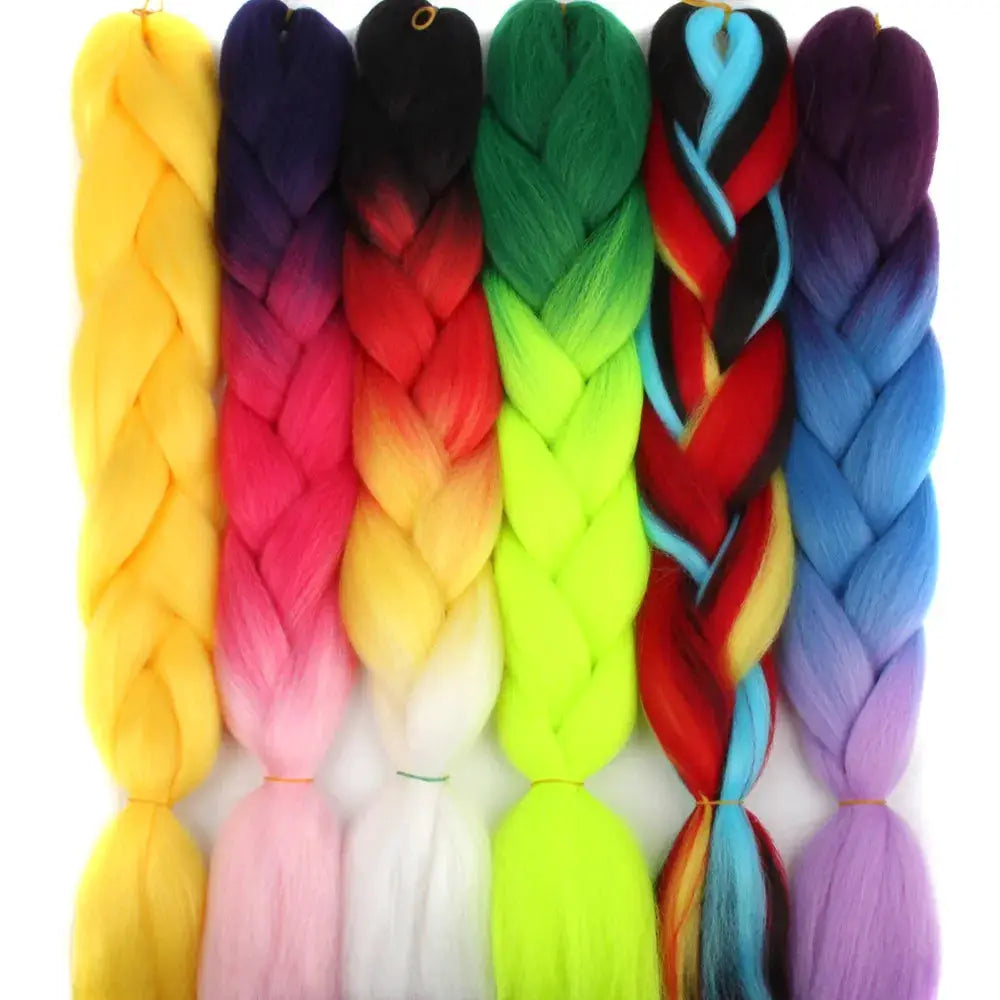 Simples Market crochet hair bundles: synthetic Kanekalon pre-stretched jumbo braids in bright rainbow colors